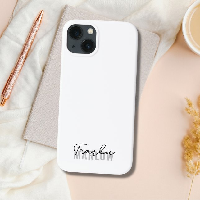 Snyggt Monogram Modern skript Minimalist White Ca (Skapare uppladdad)