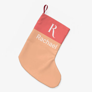 Snyggt Monogram Namn Peach Liten Julstrumpa