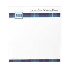 Snyggt Monogram Namn Personlig Tartan Anteckningsblock