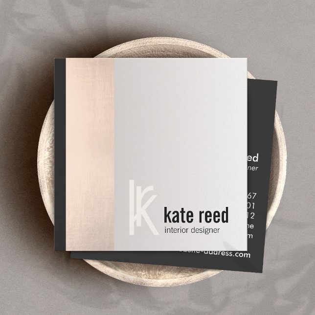 Snyggt Monogram på torsken Ro Guld Rand Fyrkantigt Visitkort (Skapare uppladdad)