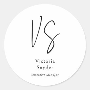 Snyggt Monogram Professionell ditt namn Runt Klistermärke