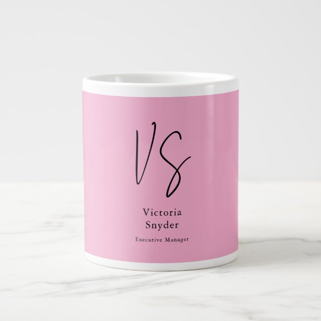 Snyggt Monogram Professionell Ljus rosa Jumbo Mugg (Framsidan)