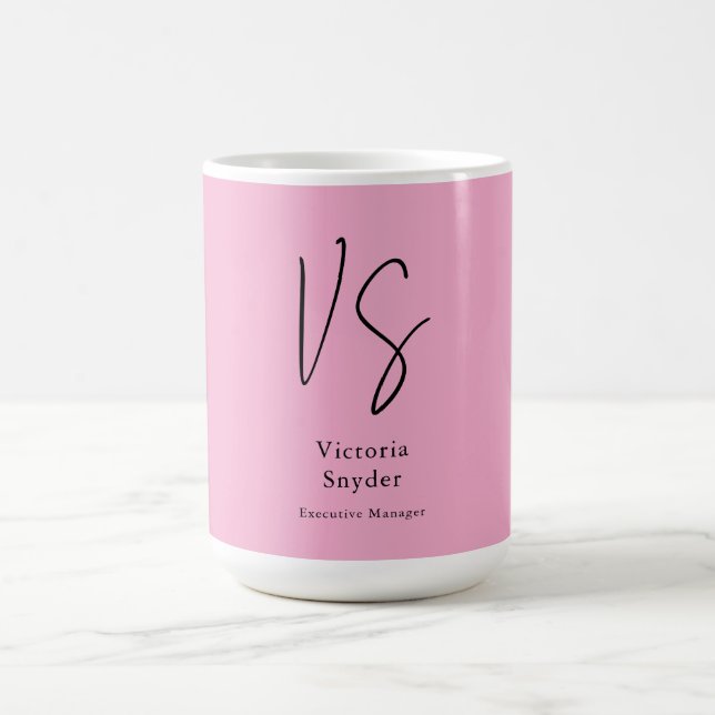 Snyggt Monogram Professionell Ljus rosa Kaffemugg (Center)