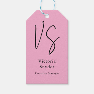 Snyggt Monogram Professionell Ljus rosa Presentetikett