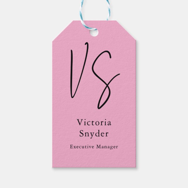 Snyggt Monogram Professionell Ljus rosa Presentetikett (Framsidan)