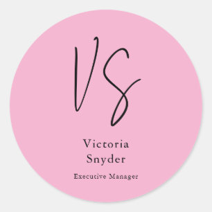 Snyggt Monogram Professionell Ljus rosa Runt Klistermärke
