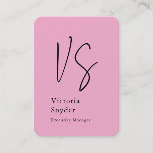 Snyggt Monogram Professionell Ljus rosa Visitkort