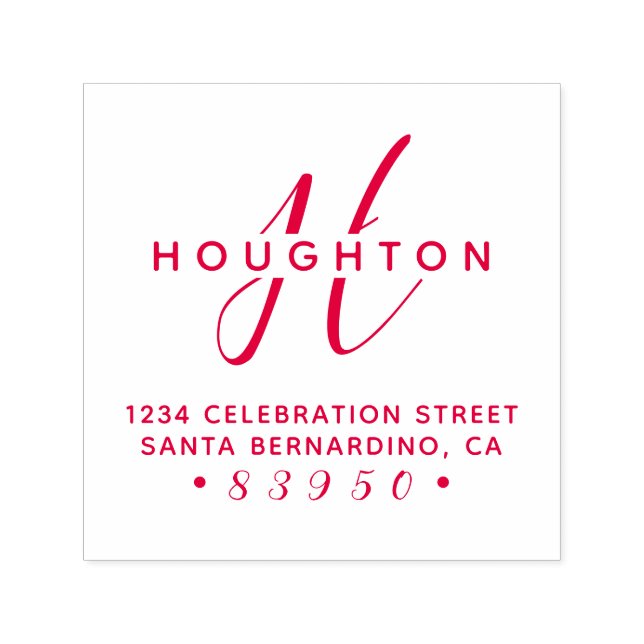 Snyggt Monogram-Returadressen Namn i skriptfamilje Självfärgande Stämpel (Design)