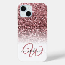 Snyggt monogram ro glitter namn, vitt