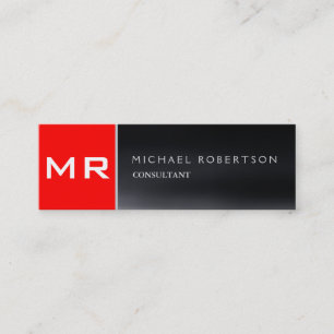 Snyggt monogram röd grått modern mini visitkort