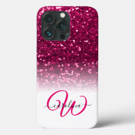 Snyggt, monogram rosa glitter namn vit