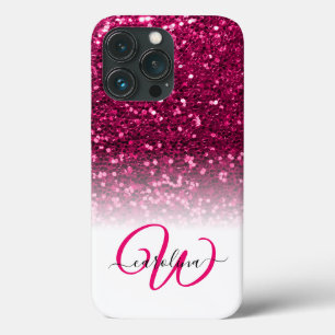 Snyggt, monogram rosa glitter namn vit