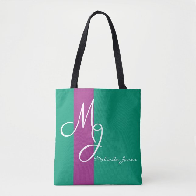 Snyggt Monogram Text Design Shopping bag Tygkasse (Framsida)