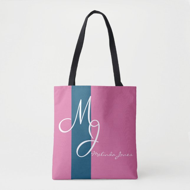 Snyggt Monogram Text Design Shopping bag Tygkasse (Framsida)
