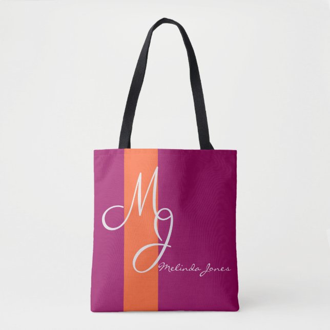Snyggt Monogram Text Design Shopping bag Tygkasse (Framsida)