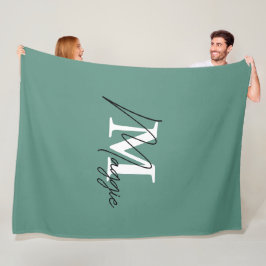 Snyggt monogram trendig Turquise färg initialer Fleecefilt