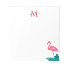 Snyggt Monogram Tropical Löv Shock rosa Flamingo Anteckningsblock