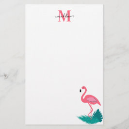 Snyggt Monogram Tropical Löv Shock rosa Flamingo Brevpapper