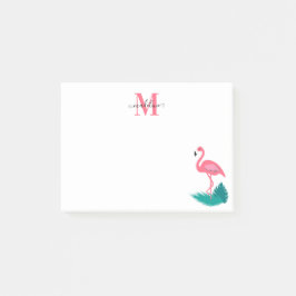 Snyggt Monogram Tropical Löv Shock rosa Flamingo Post-it Block