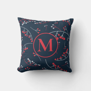 Snyggt monogram vibrerande blåbär mönster kudde