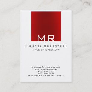 Snyggt Monogram Vit Mörk Rött Affärskort Visitkort