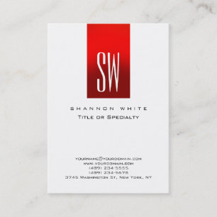 Snyggt Monogram White Red Modern Visitkort