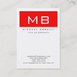 Snyggt Monogram White Red Rand Affärskort Visitkort
