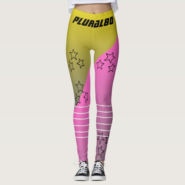 Snyggt Monogrammad rosa gult-övertoningsworkout Leggings (Framsida)