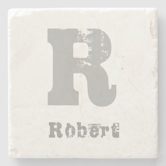 Snyggt Monogrammad Template Elegant Brev Marble Stenunderlägg (Framsidan)