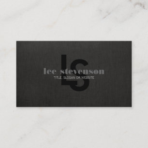 Snyggt Monogrammed Black Linen-Professionell Visitkort