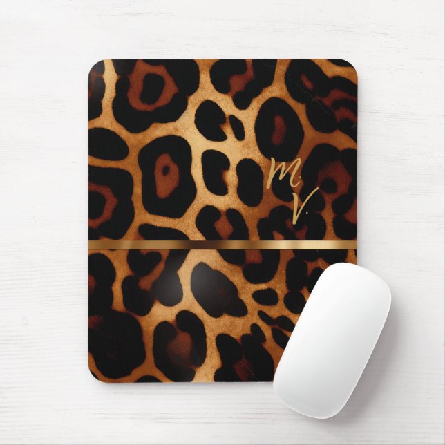 Snyggt Monogrammed Leopard Print Business Musmatta (Med mus)