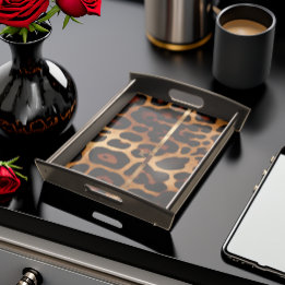 Snyggt Monogrammed Leopard Skriv ut Frukostbricka