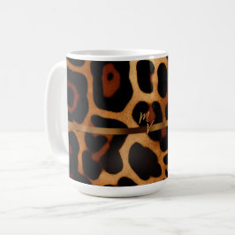 Snyggt Monogrammed Leopard Skriv ut Kaffemugg