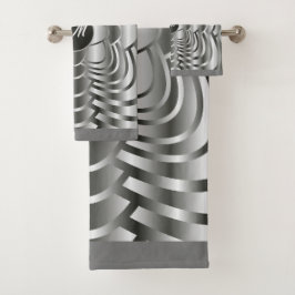 Snyggt Monogrammed Shades of Grått Geometric Towel