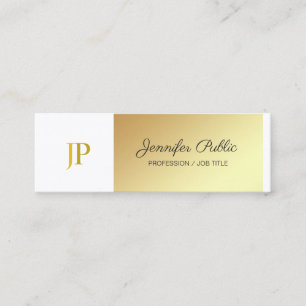 Snyggt Monogrammed White och Guld Plain Luxury Mini Visitkort