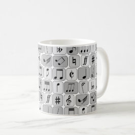 Snyggt Monokromt geometriskt Musik noter Mönster Kaffemugg