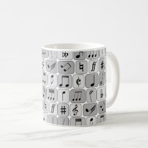 Snyggt Monokromt geometriskt Musik noter Mönster Kaffemugg