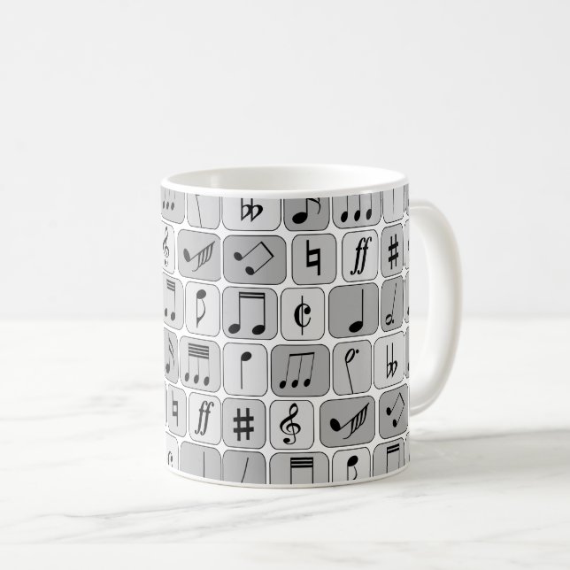 Snyggt Monokromt geometriskt Musik noter Mönster Kaffemugg (Framsida höger)