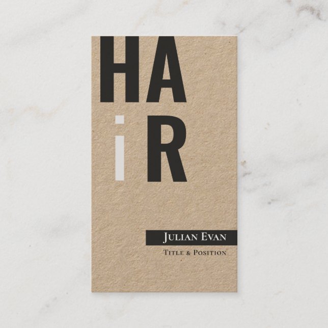 Snyggt Monotone Kraft Hairdresser Affärskort Visitkort (Framsida)
