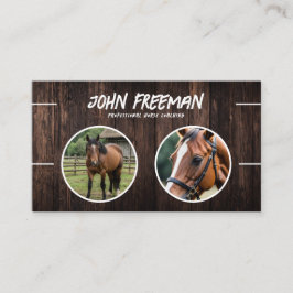 Snyggt Mörk Brown Wood Horse Photo Tränar Visitkort