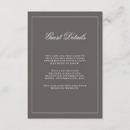 Snyggt Mörk Grått Bröllop gästinformation Tilläggskort