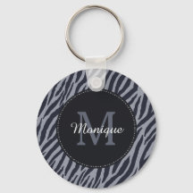 Snyggt Mörk Grått Zebra tryck Monogram och Namn