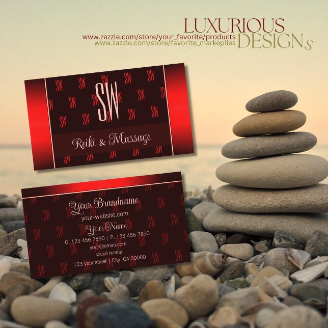 Snyggt Mörk Red med Monogram Professionell Modern Visitkort (Skapare uppladdad)