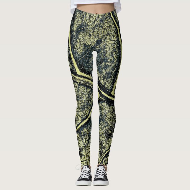 Snyggt Moss Grönt Löv Leggings (Framsida)