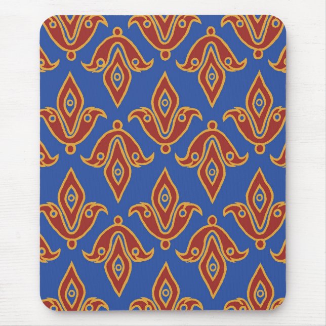 Snyggt Mousepad, Red, Guld, Blue Fleur de Lys Musmatta (Framsidan)