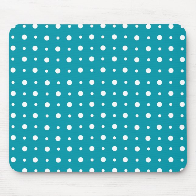 Snyggt Mousepad, White Polka dots, Teal Musmatta (Framsidan)