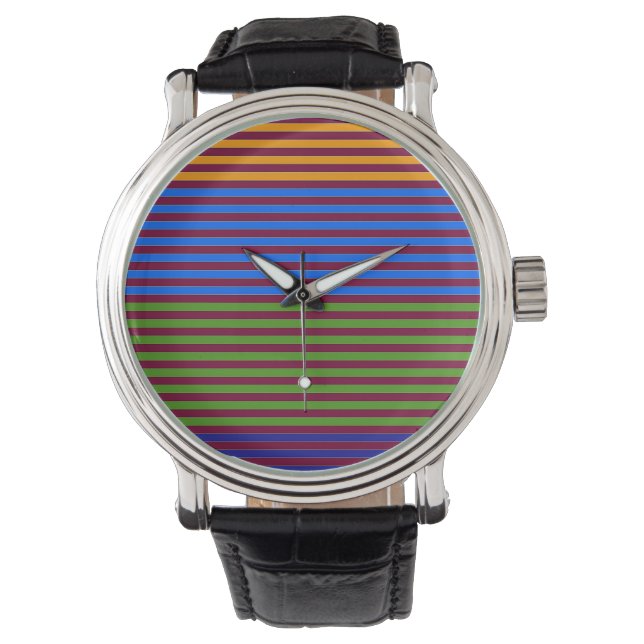 SNYGGT MULTI FÄRG BANDED RAND eWatch Watch Watch W Armbandsur (Framsida)