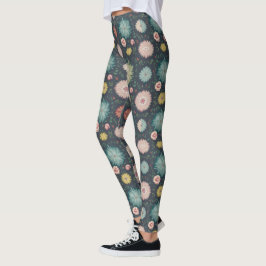 Snyggt Multi färg blommönster Leggings