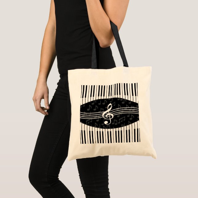 Snyggt Musik noter Treble Clef och Piano Nycklar Tygkasse (Framsida (produkt))
