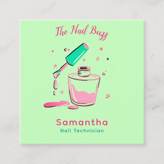 Snyggt Nail Technician Affärskort Set Fyrkantigt Visitkort (Framsida)